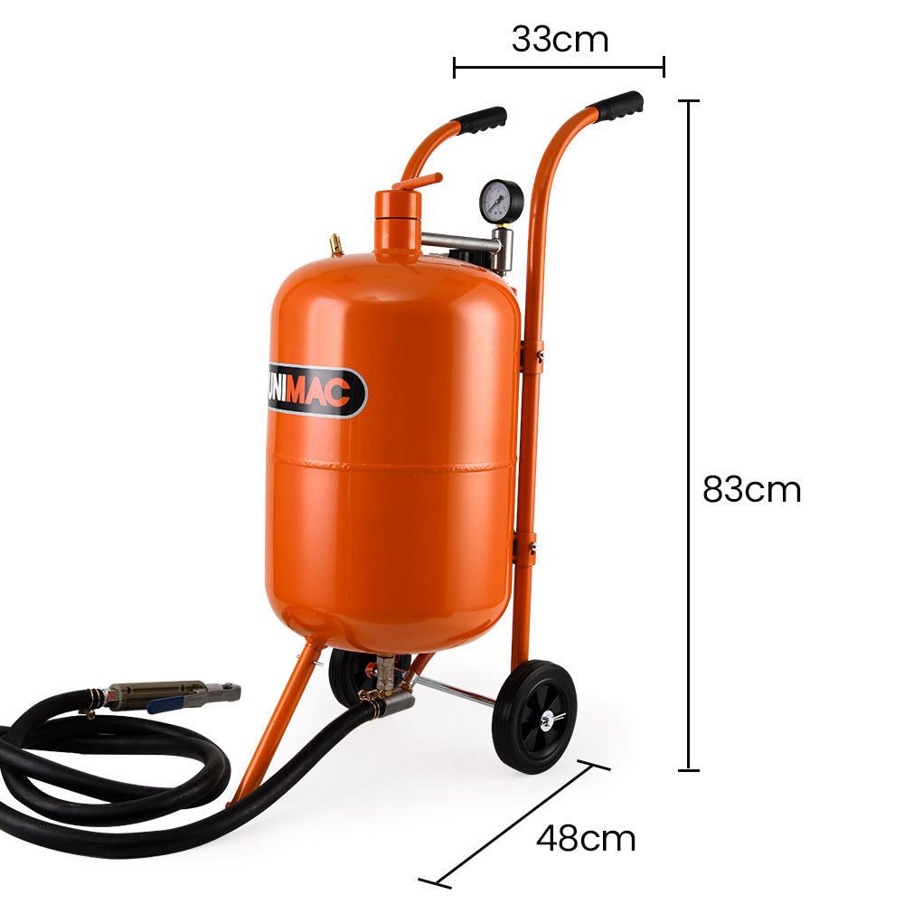UNIMAC 38L Sandblasting Tank Pressurised with Gun Set and Hose