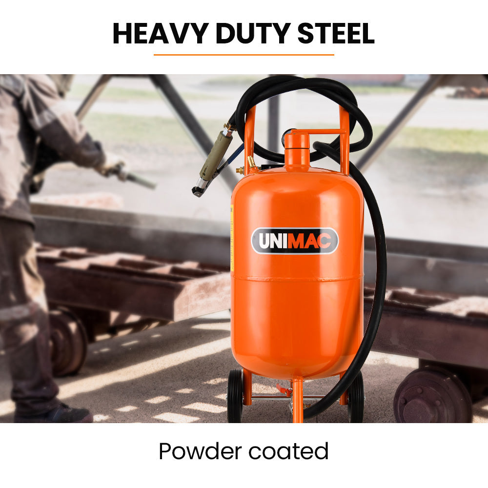 UNIMAC 38L Sandblasting Tank Pressurised with Gun Set and Hose