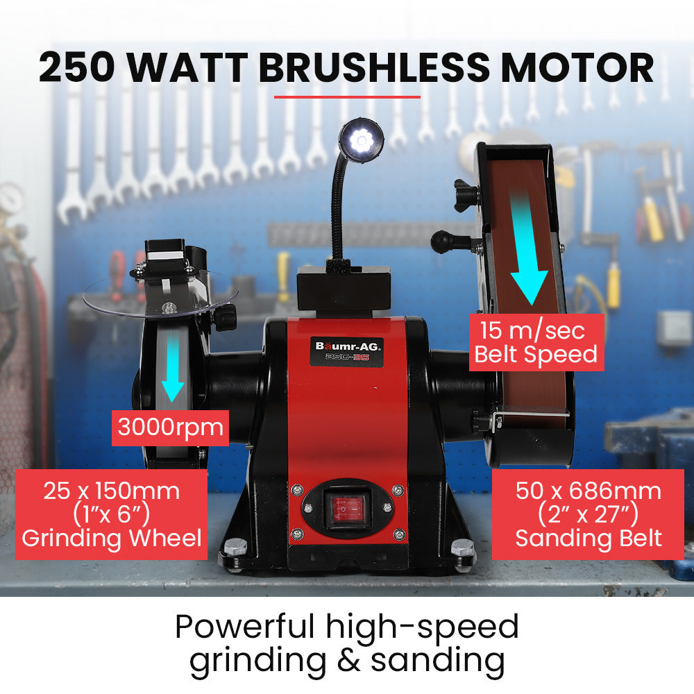 Baumr-AG BSG-35 Bench Grinder Belt Sander Combo 150mm Linisher Brushless Motor