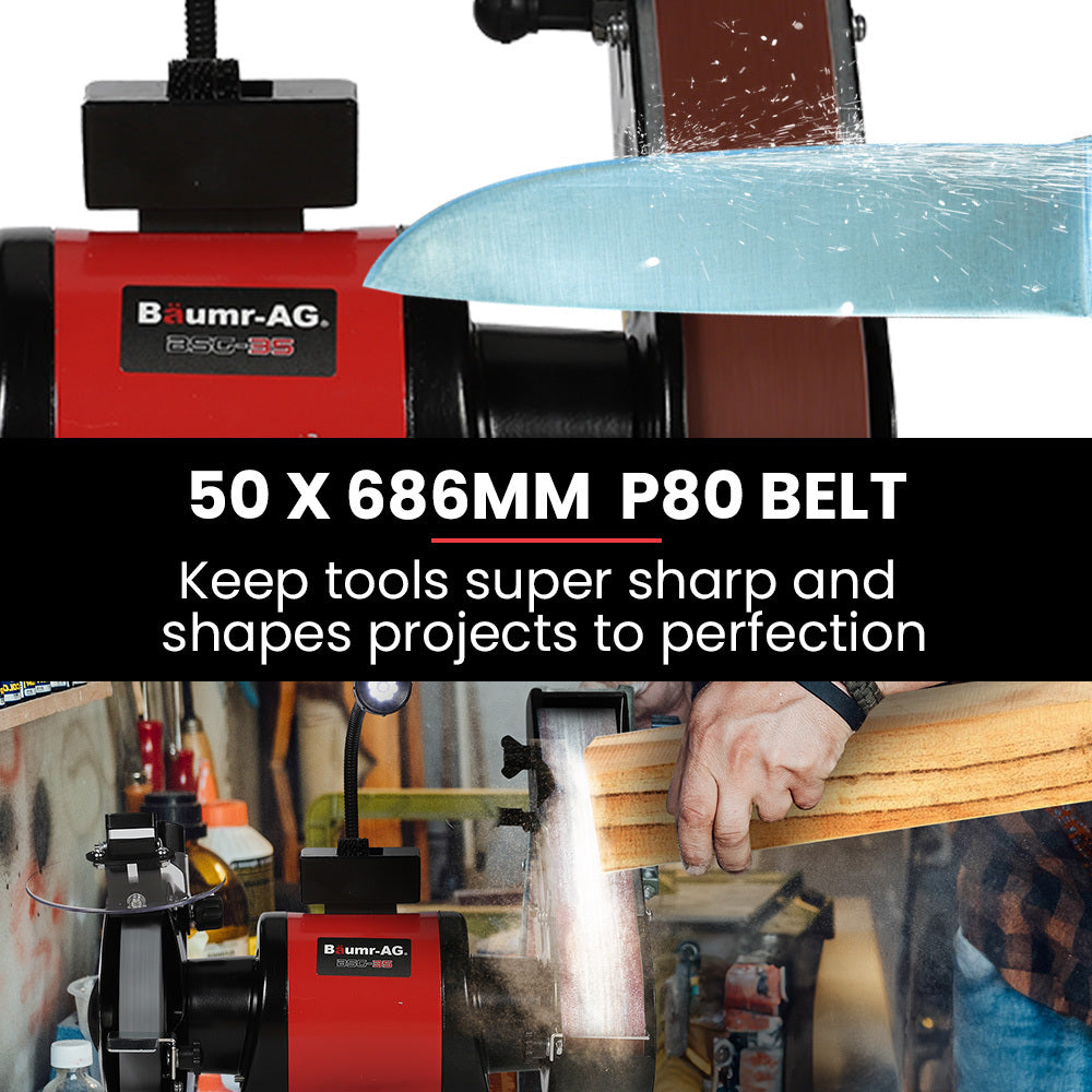Baumr-AG BSG-35 Bench Grinder Belt Sander Combo 150mm Linisher Brushless Motor