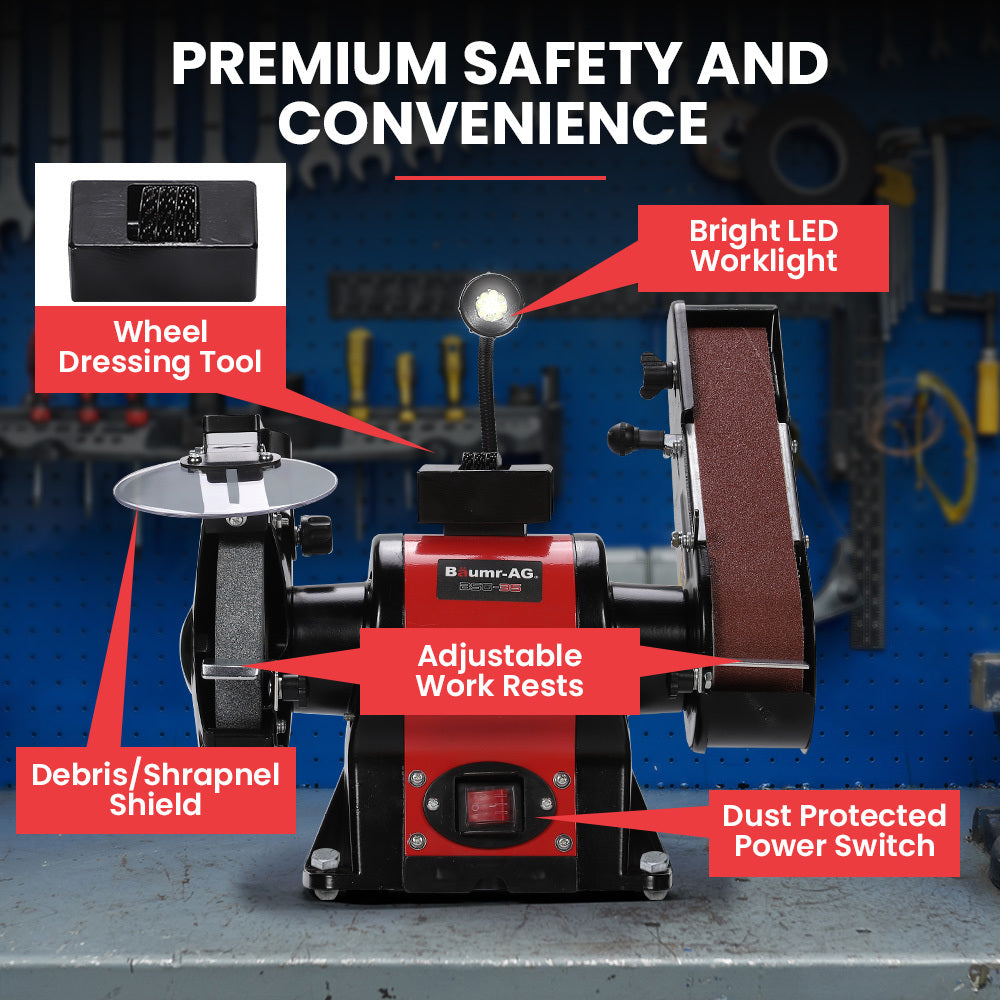 Baumr-AG BSG-35 Bench Grinder Belt Sander Combo 150mm Linisher Brushless Motor