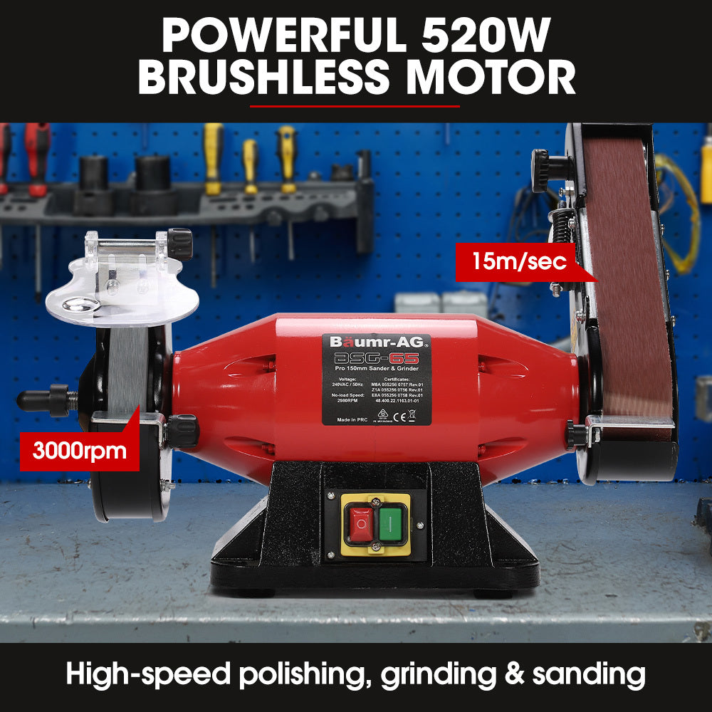 BSG-65 150mm Bench Grinder Sander Polisher Combo 520W