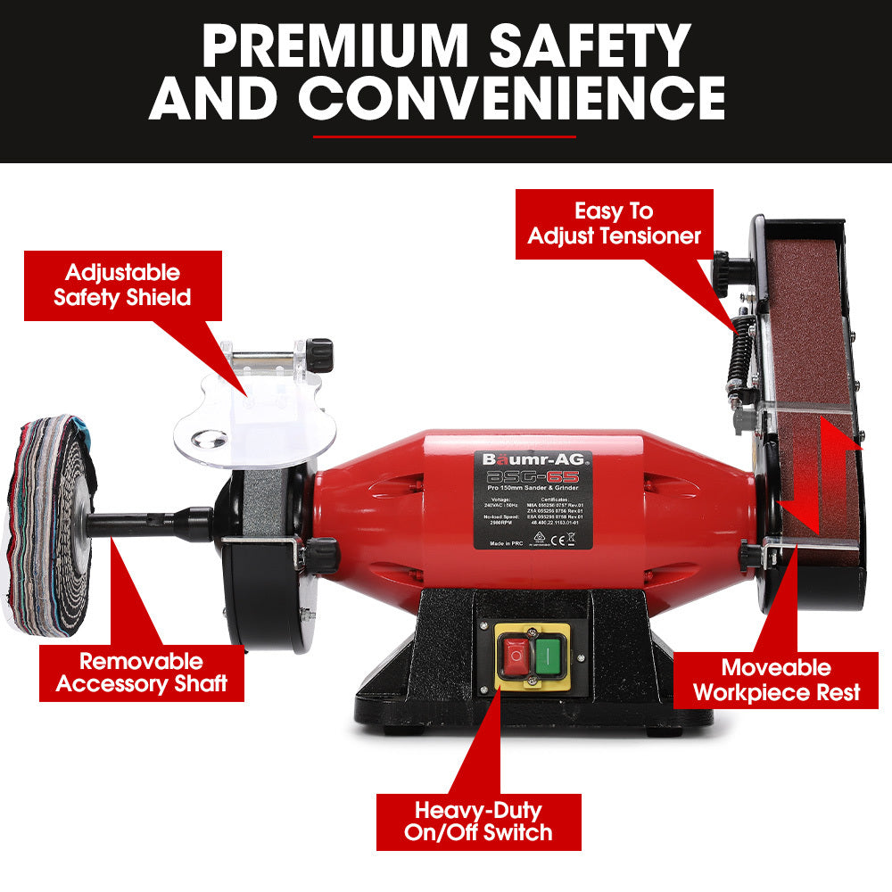BSG-65 150mm Bench Grinder Sander Polisher Combo 520W