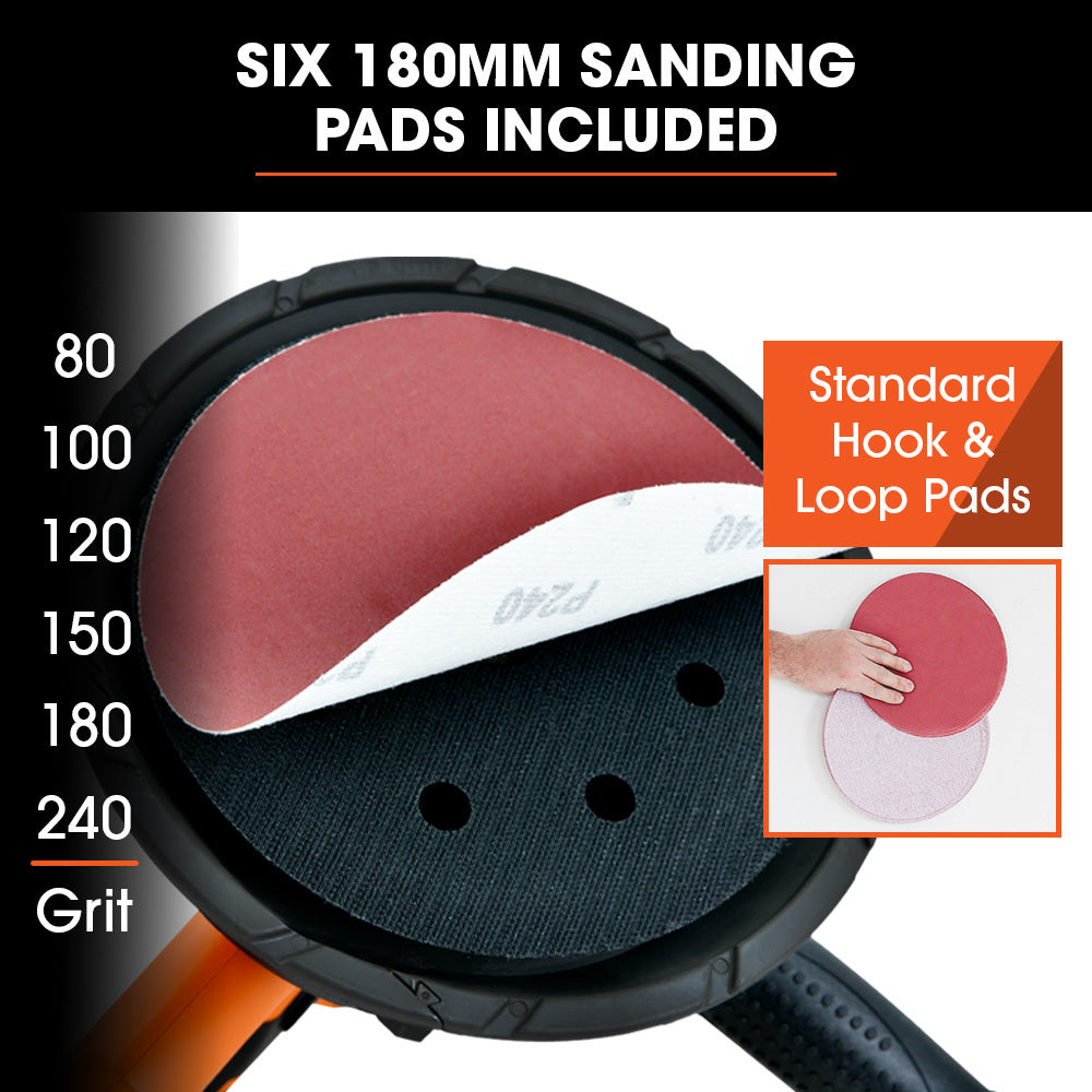 HDS6 180mm Drywall Sander 850W Electric with LED Vacuum System