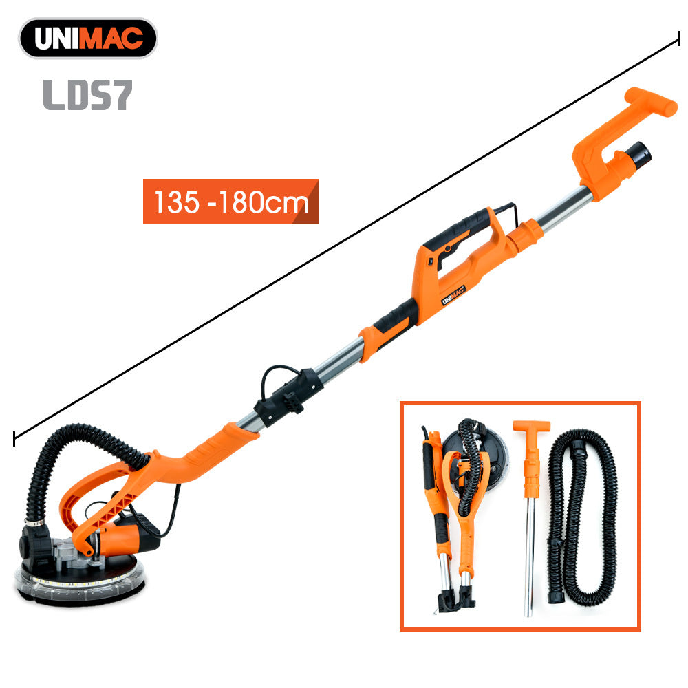 Unimac 225mm Telescopic Drywall Sander Kit 750W LED Vacuum System Foldable