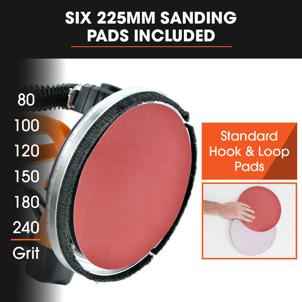 Unimac 225mm Telescopic Drywall Sander Kit 750W LED Vacuum System Foldable