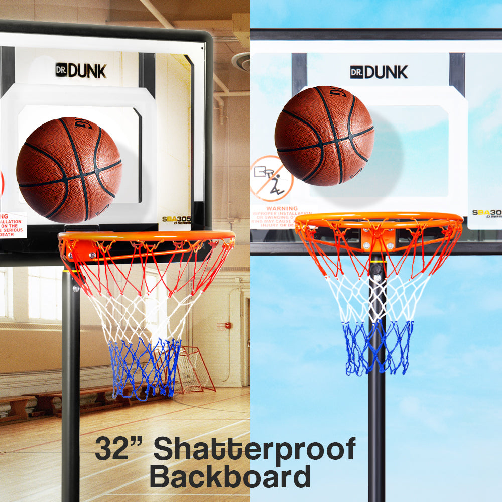 Adjustable Portable Basketball Stand, Shatterproof Backboard - Dr.Dunk