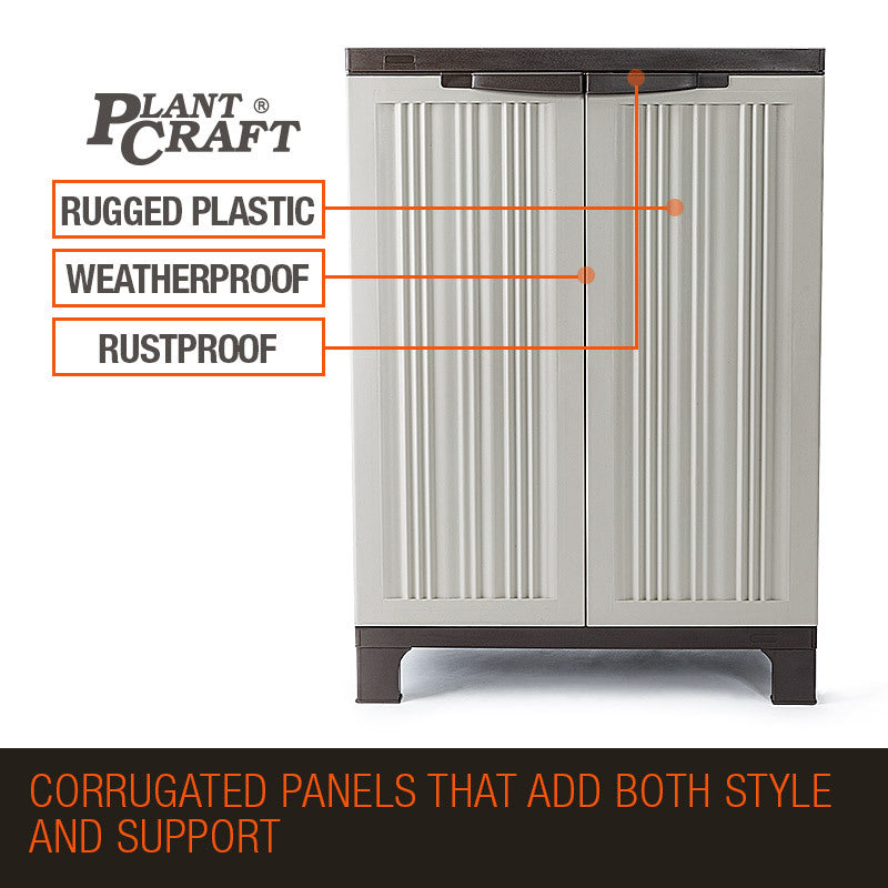 Weatherproof Lockable Outdoor Storage Cabinet, 91cm - PlantCraft