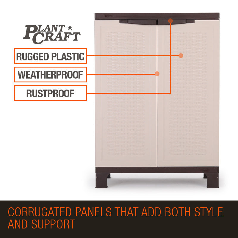 Weatherproof Lockable Outdoor Storage Cabinet, 91cm - PlantCraft