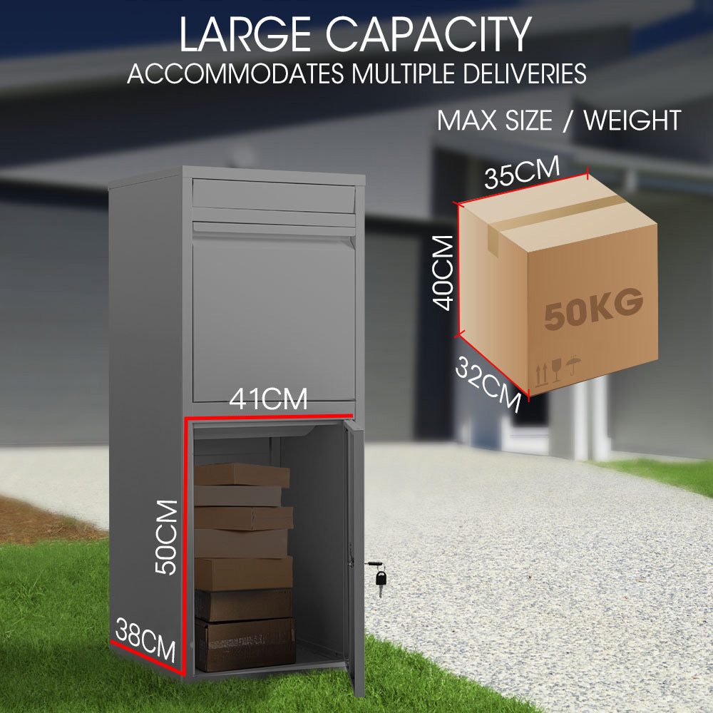 Fortia Freestanding Parcel Letterbox Woodland Grey