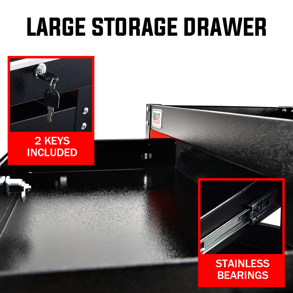Bullet 3-Tier Steel Tool Trolley Cart with Drawer Pegboard Screwdriver Rack Black/Red