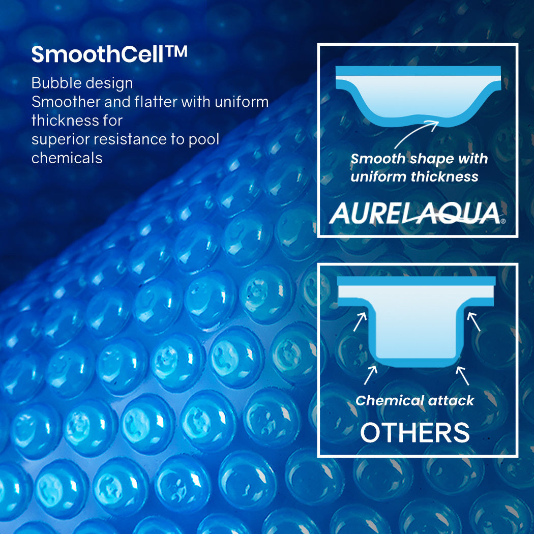 Aurelaqua 6x3.2m Solar Pool Cover Roller 400 Micron Blue