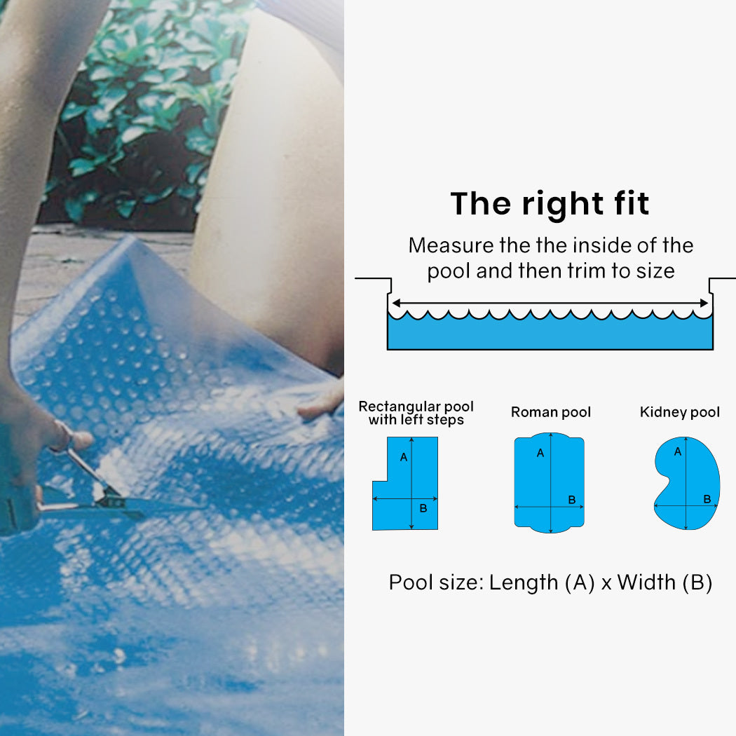 Aurelaqua 7.5x3.2m Solar Pool Cover 400 Micron Blue with Roller
