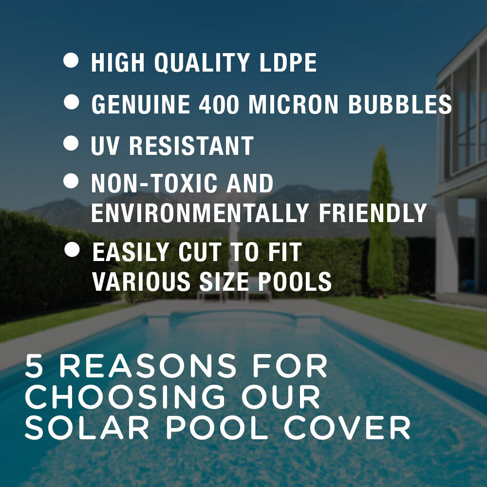 Translucent Blue Solar Pool Cover & Roller, 6x3.2m, Aurelaqua