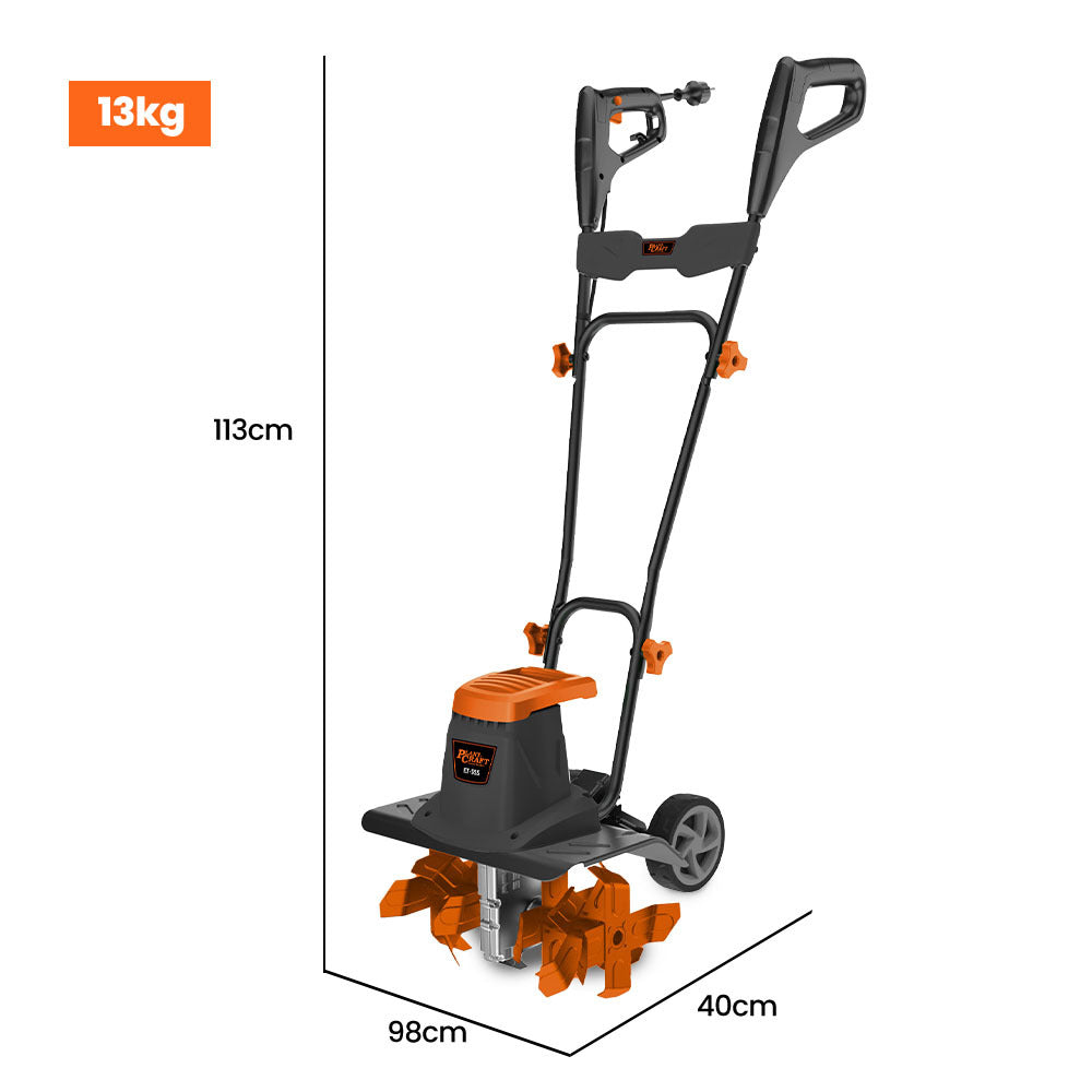 PlantCraft Electric Garden Cultivator Tiller Adjustable Depth 6 Tines