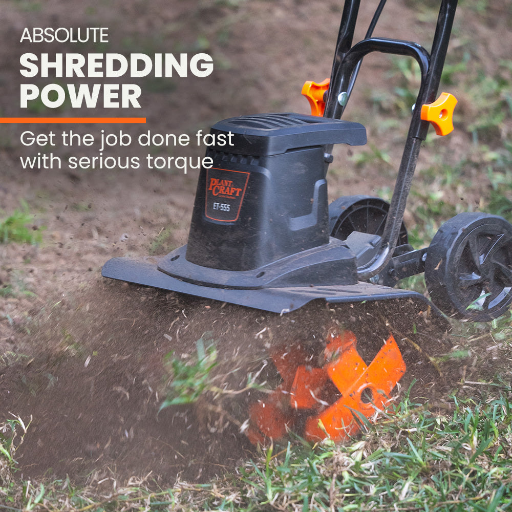 PlantCraft Electric Garden Cultivator Tiller Adjustable Depth 6 Tines