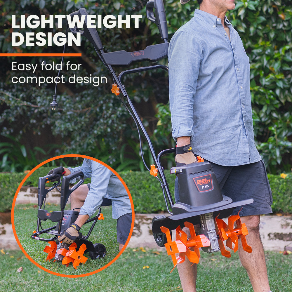 PlantCraft Electric Garden Cultivator Tiller Adjustable Depth 6 Tines