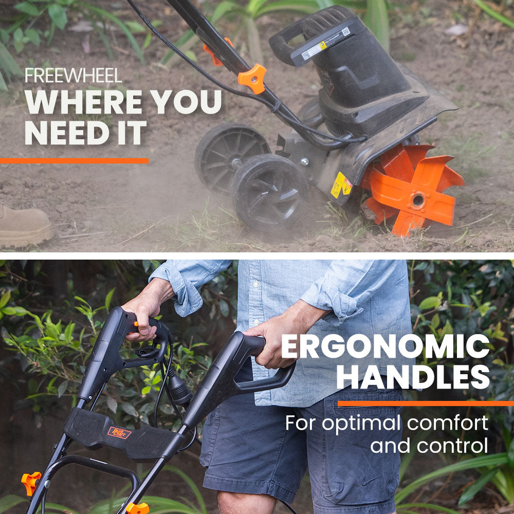 PlantCraft Electric Garden Cultivator Tiller Adjustable Depth 6 Tines