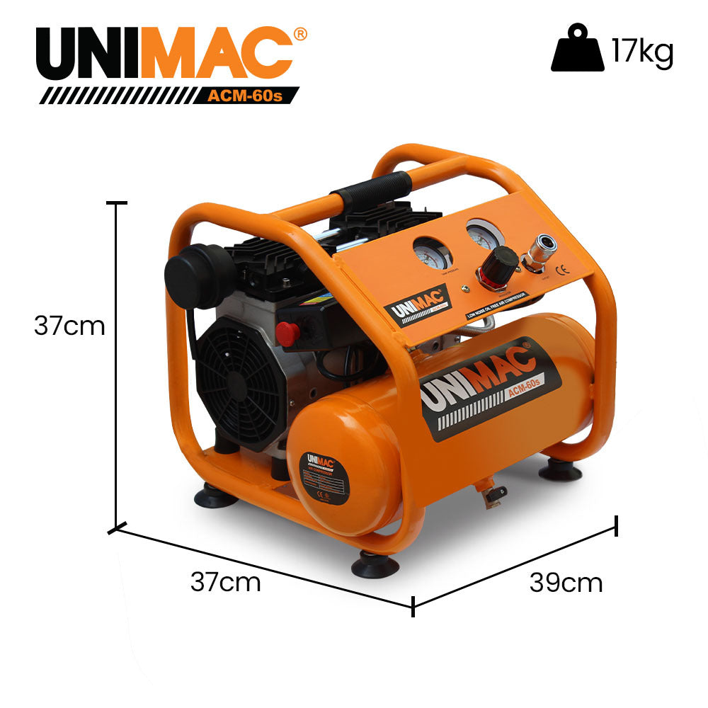 Quiet Air 6L Portable Electric Air Compressor 1.5HP Oil-Free