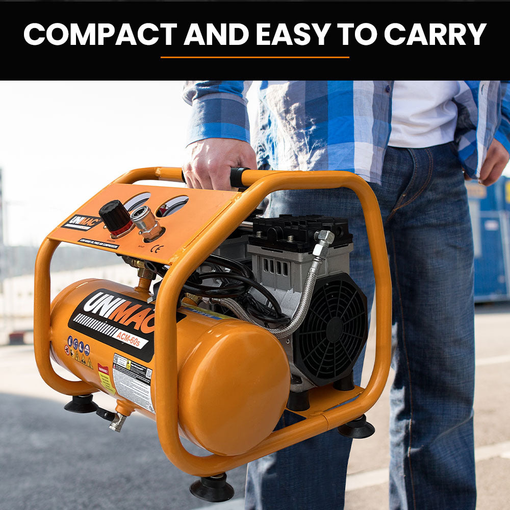 Quiet Air 6L Portable Electric Air Compressor 1.5HP Oil-Free