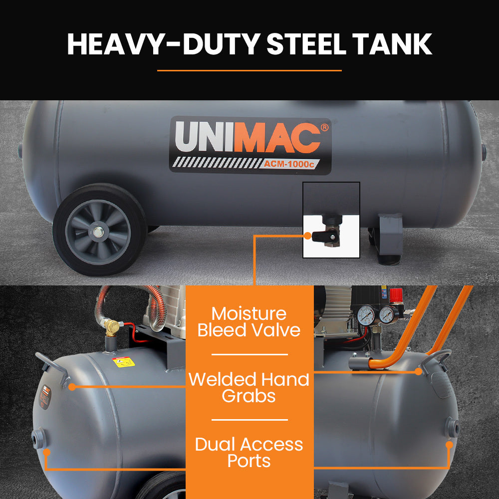 Unimac 100L Industrial Air Compressor 2.6kW Brushless Motor 116PSI