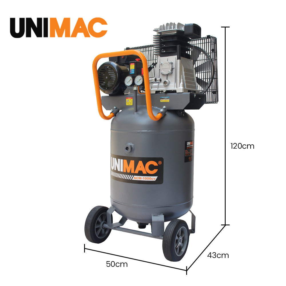 Unimac 100L Industrial Air Compressor 2.6kW Brushless Vertical Tank