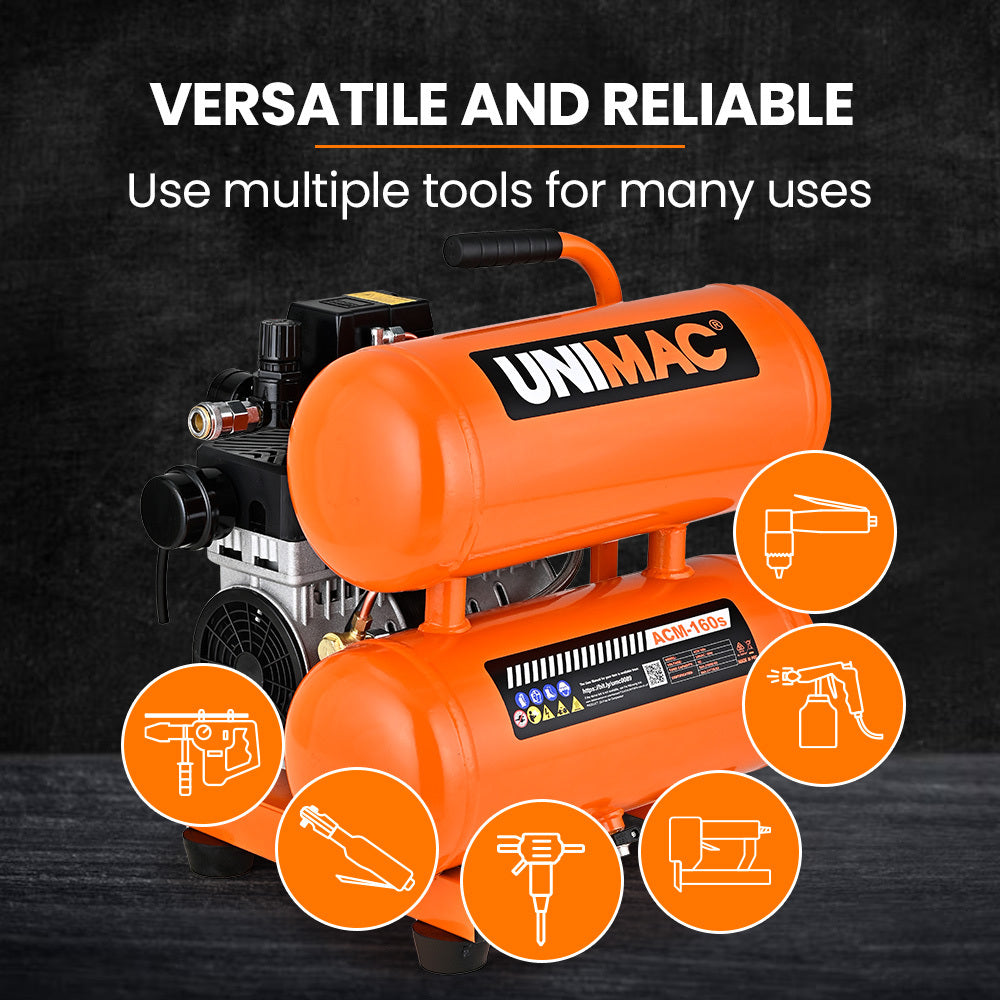 Quiet Air 16L Twin Tank Portable Air Compressor 116PSI Silent Oil-Free