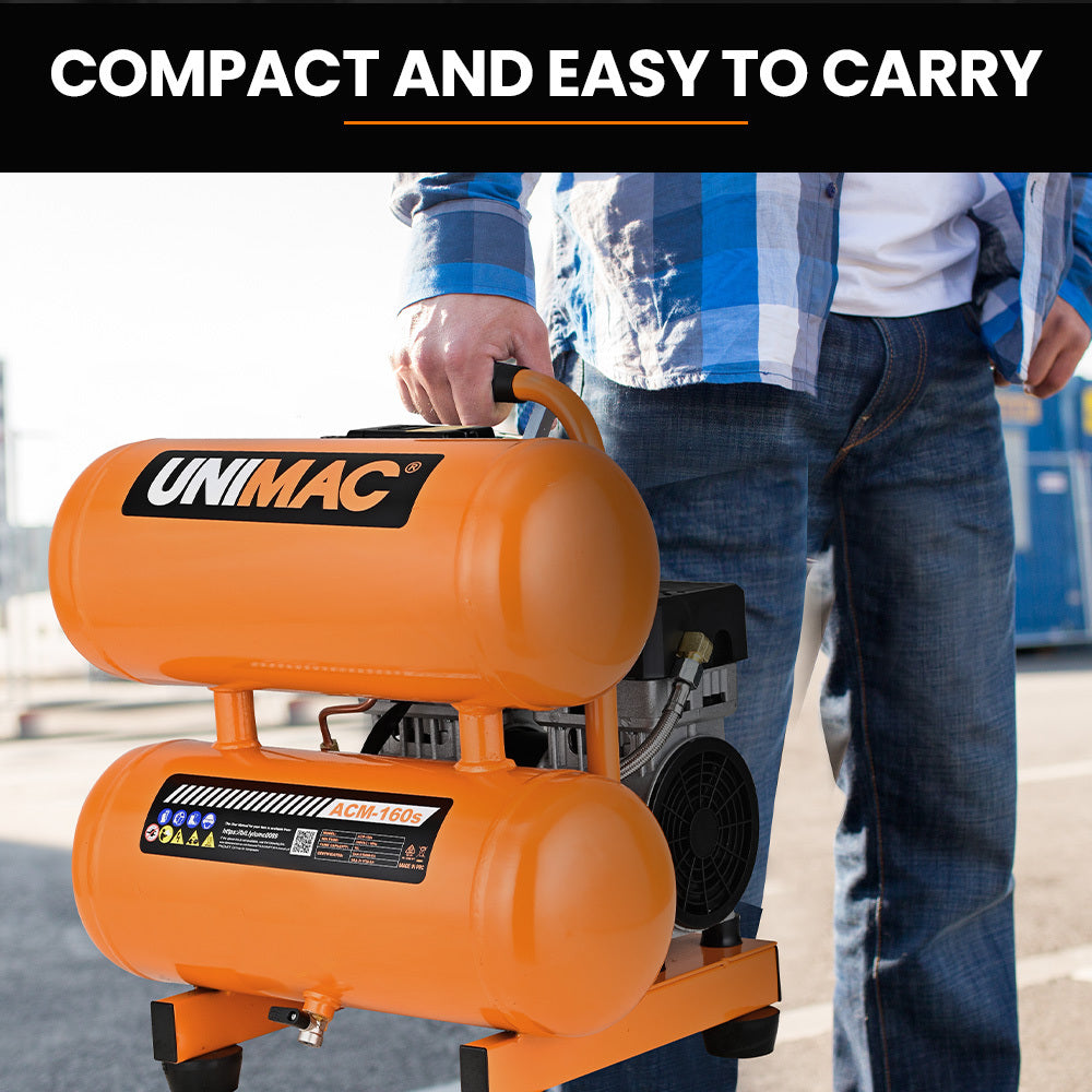 Quiet Air 16L Twin Tank Portable Air Compressor 116PSI Silent Oil-Free