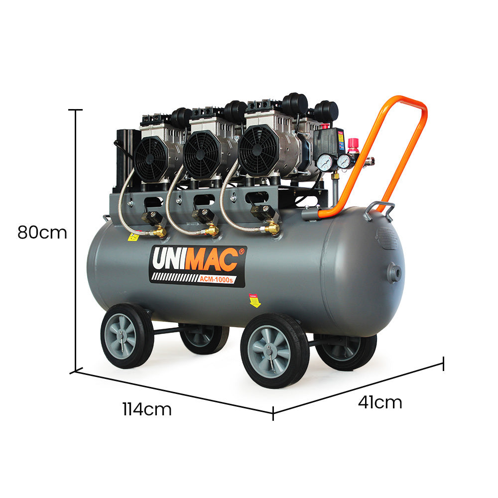 Quiet Air Series 100L 4.5HP Oil-Free Air Compressor Twin Nitto Outlets