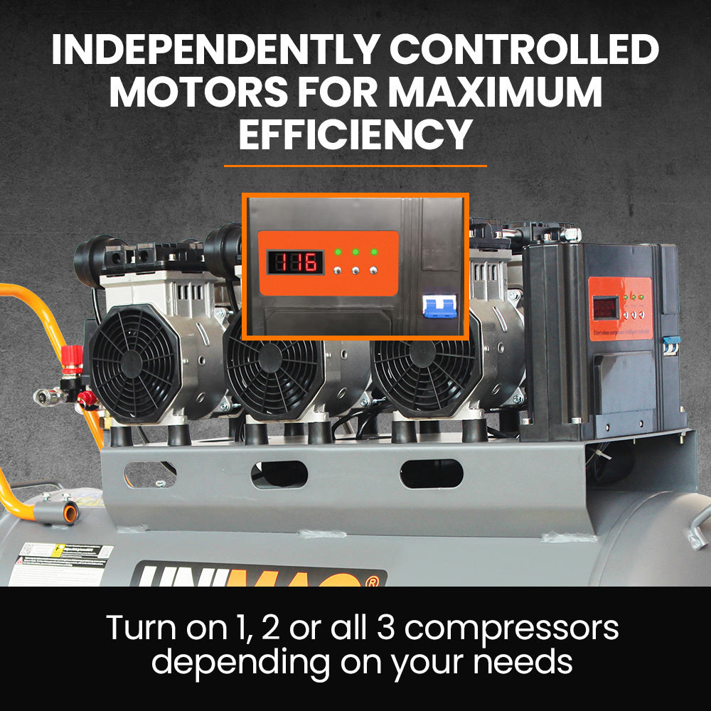 Quiet Air Series 100L 4.5HP Oil-Free Air Compressor Twin Nitto Outlets