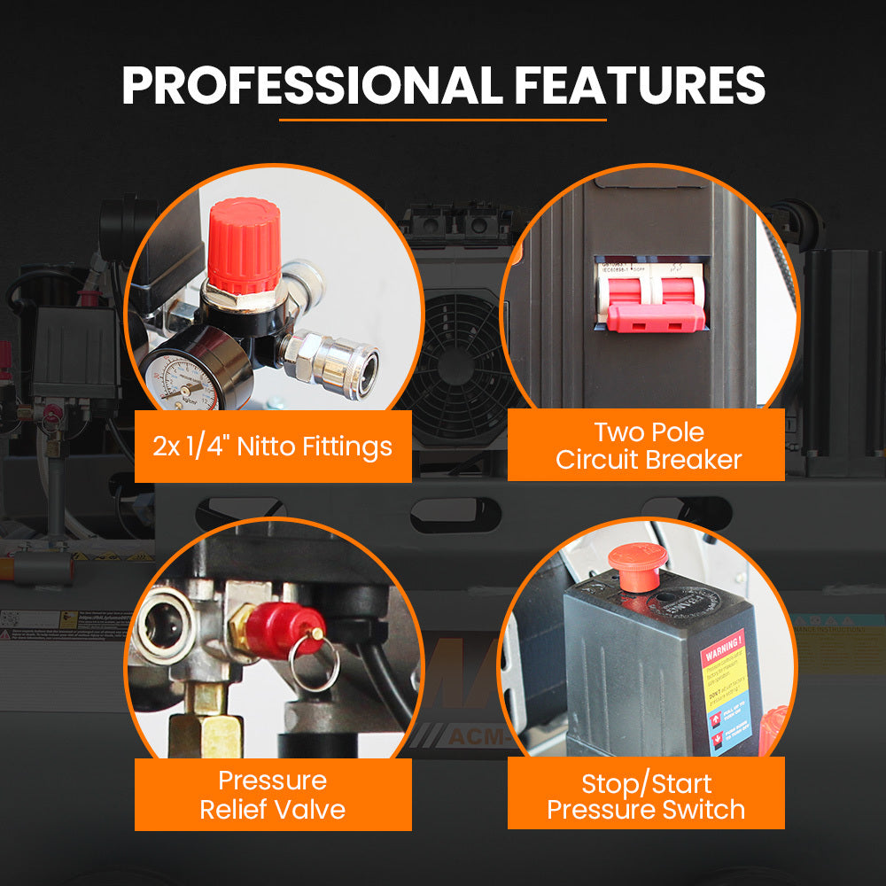Quiet Air 150L 4.5HP Electric Air Compressor Oil-Free Portable Heavy Duty