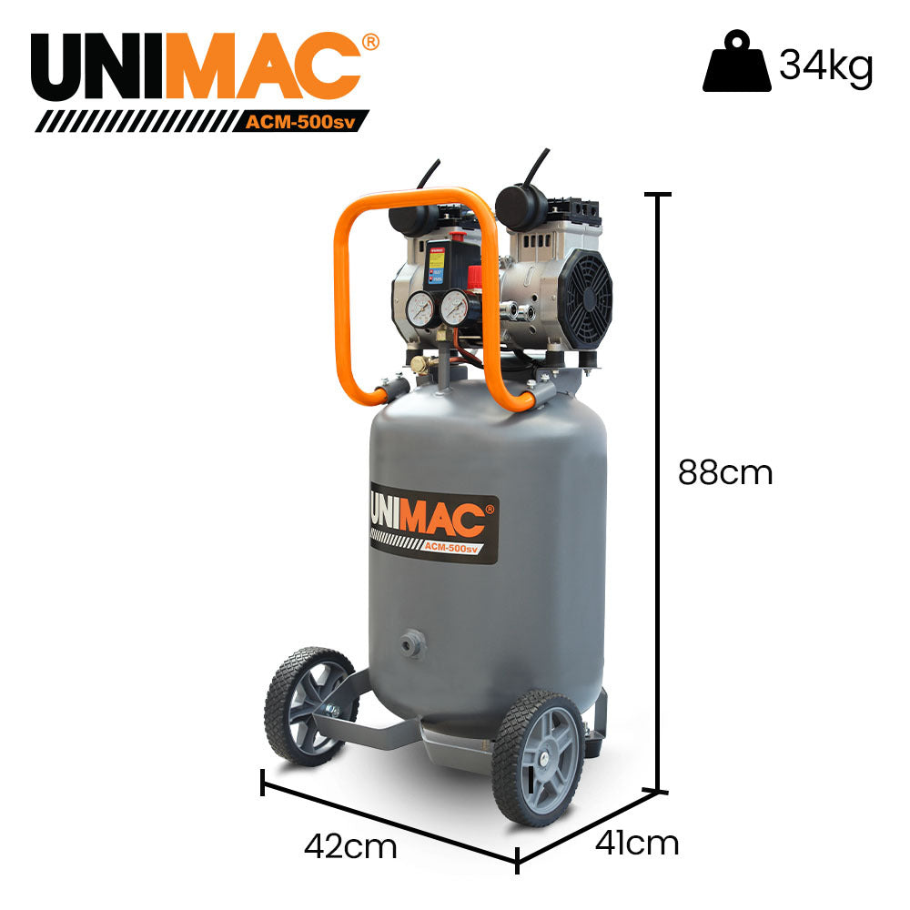 Unimac Quiet Air 50L 2HP Vertical Oil-Free Electric Air Compressor