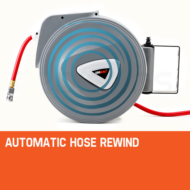 20m PVC Air Hose Reel, Auto Rewind, Wall Mount, Unimac