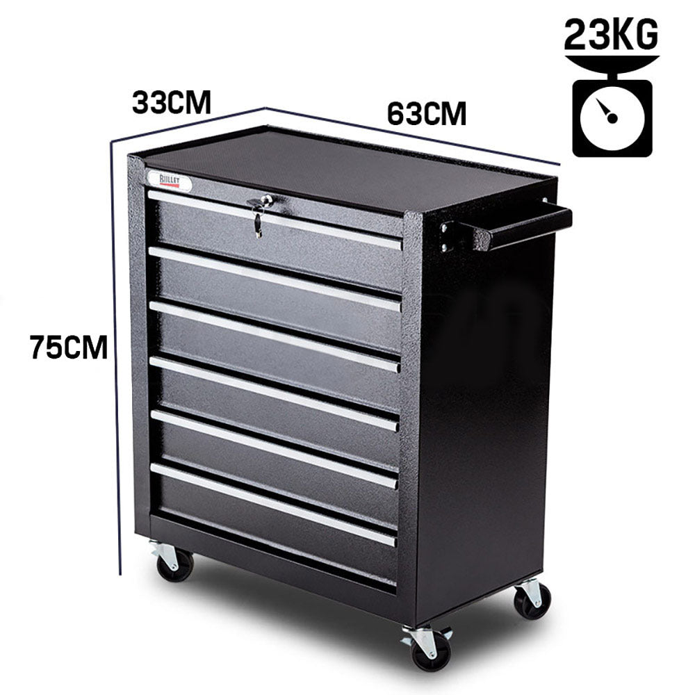 Lockable 6 Drawer Tool Box Cabinet with Wheels - Bullet