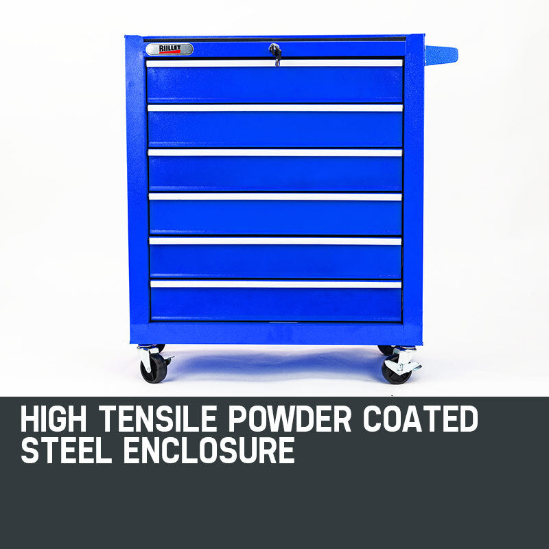 Lockable 6 Drawer Tool Box Cabinet on Wheels - Bullet