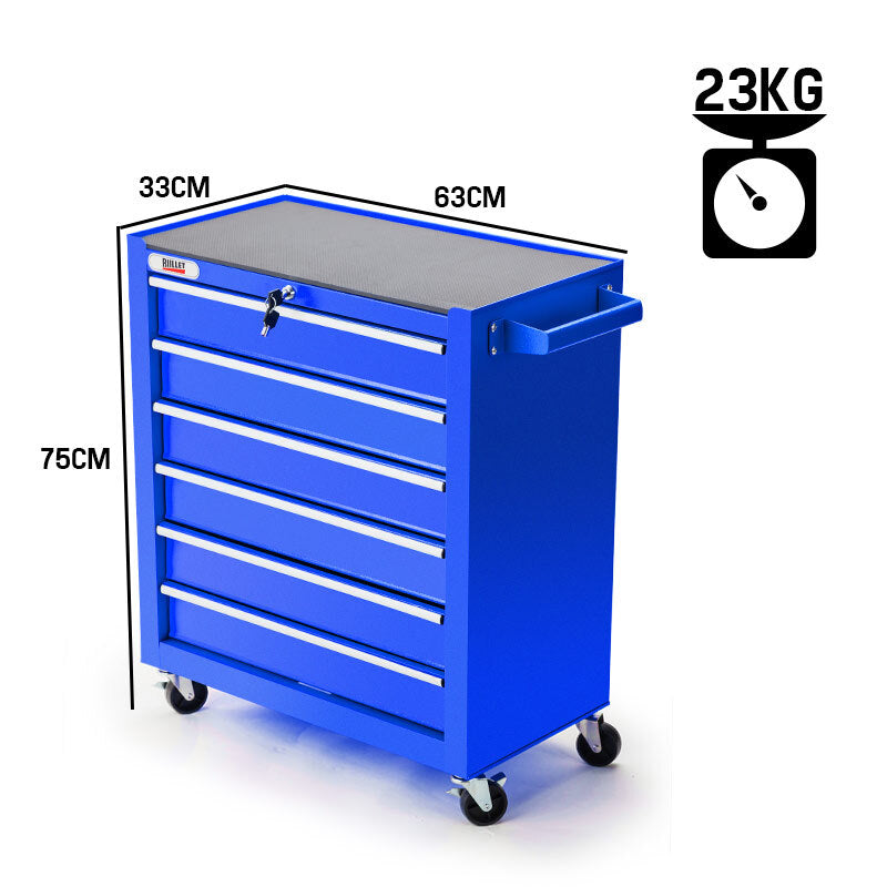 Lockable 6 Drawer Tool Box Cabinet on Wheels - Bullet