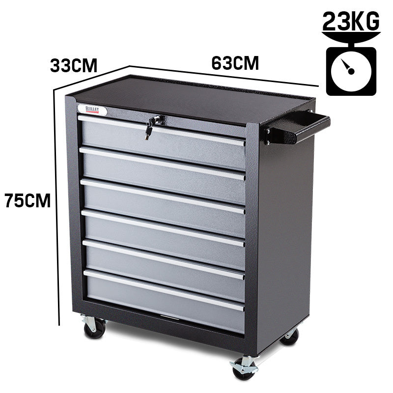 6 Drawer Lockable Tool Box Cabinet with Wheels - Bullet