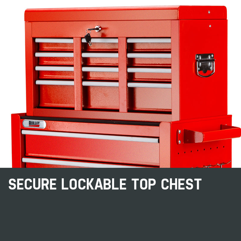 Premium 8 Drawer Tool Box Cabinet, Steel, Lockable - Bullet