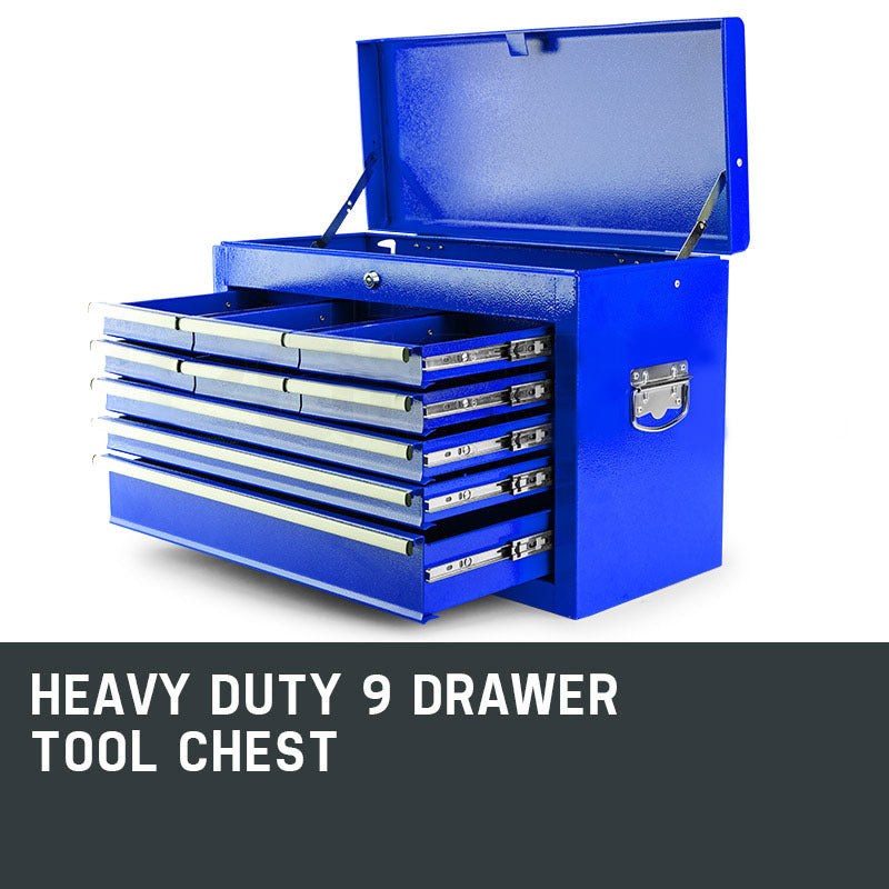 9-Drawer High-Tensile Steel Tool Chest with Lock - Bullet