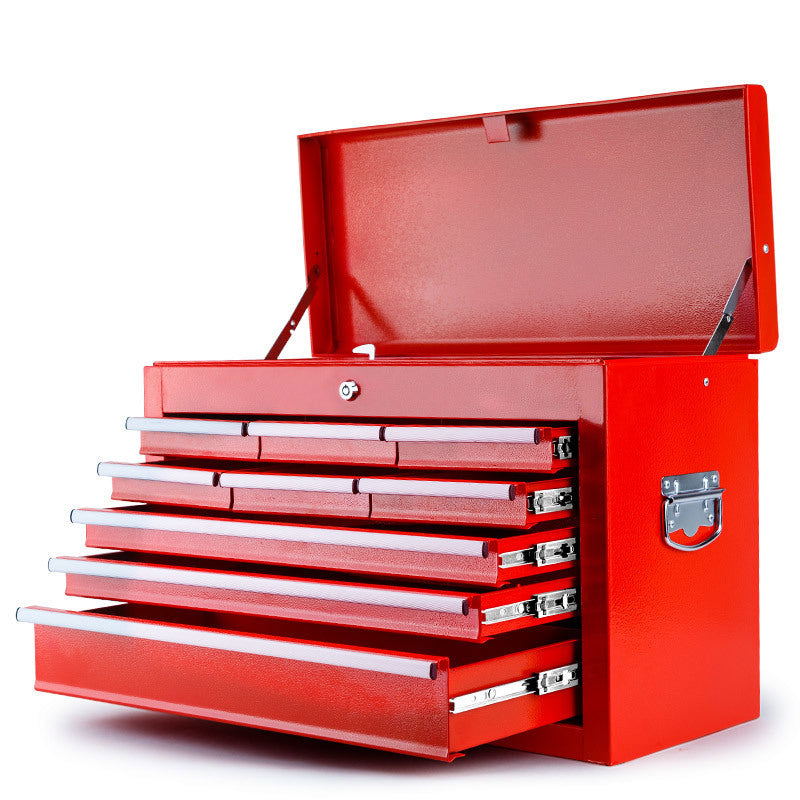 9 Drawer Red Tool Box Chest, Portable, Lockable - Bullet