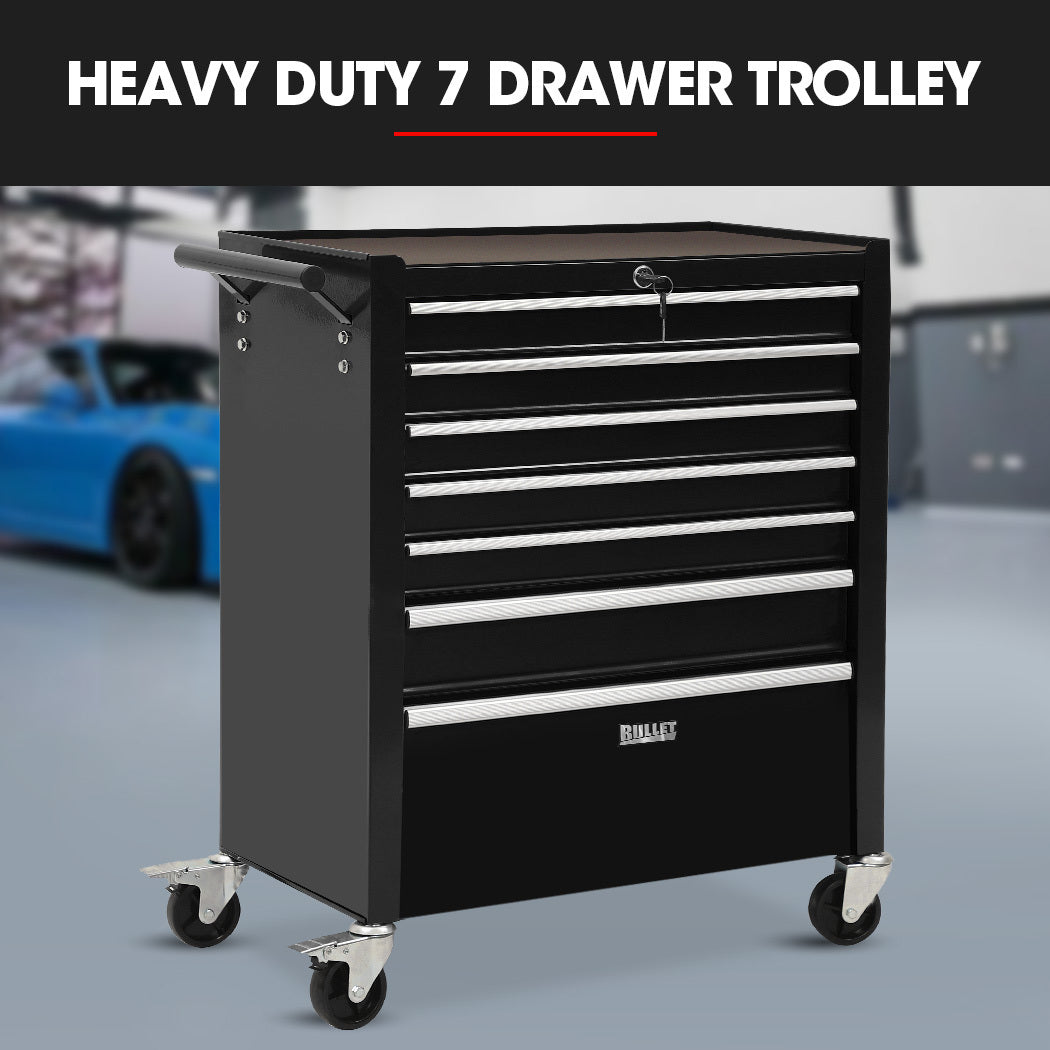 Bullet Pro 7 Drawer Tool Box Cabinet Trolley Black