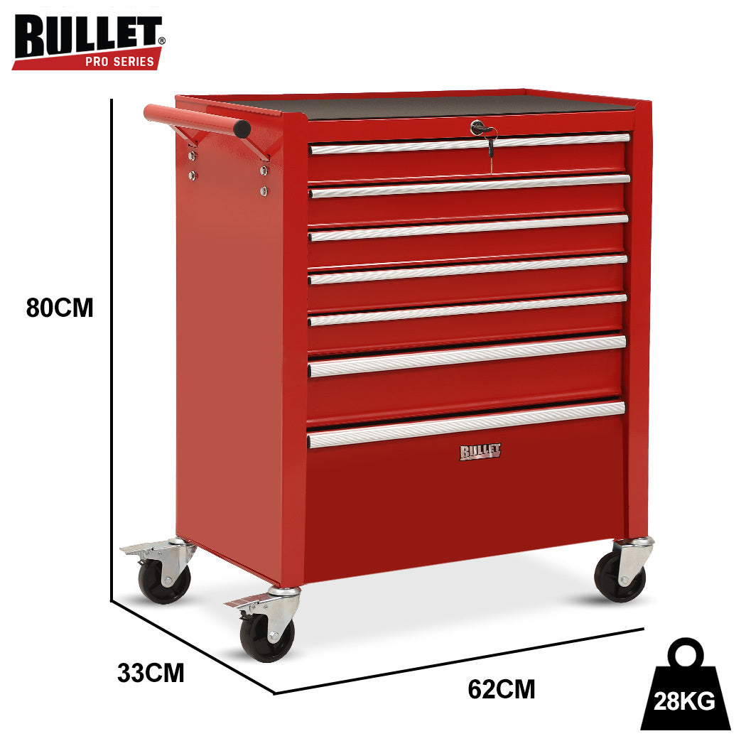 Bullet Pro 7 Drawer Tool Box Cabinet Trolley Red
