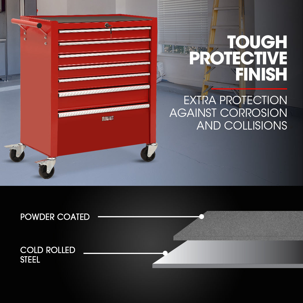 Bullet Pro 7 Drawer Tool Box Cabinet Trolley Red