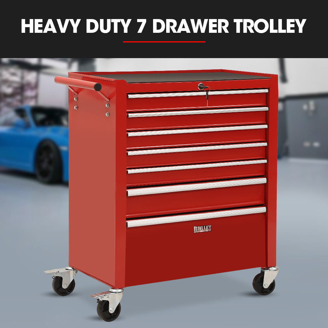 Bullet Pro 7 Drawer Tool Box Cabinet Trolley Red