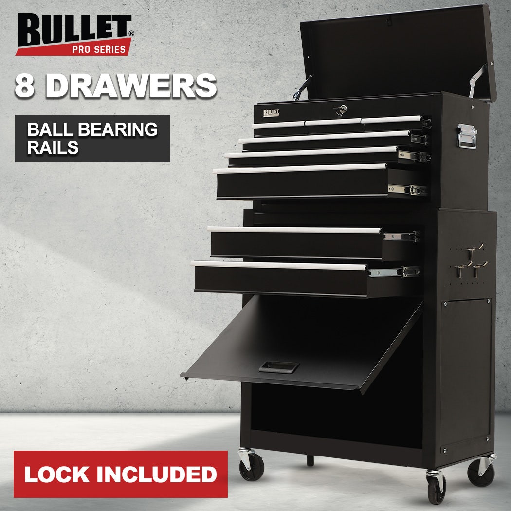 Bullet 8 Drawer Tool Cabinet Chest Black