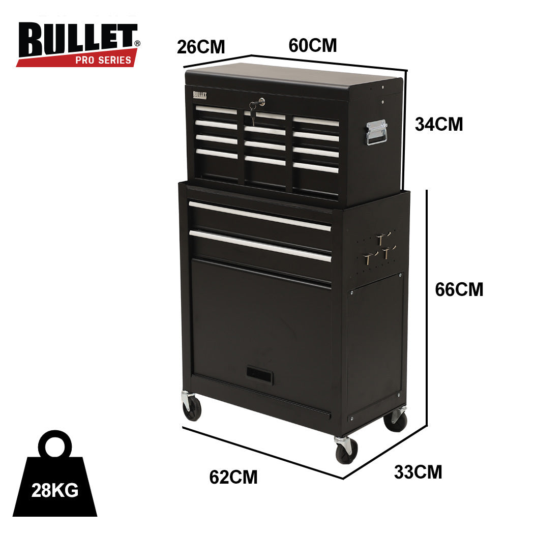 Bullet 8 Drawer Tool Cabinet Chest Black