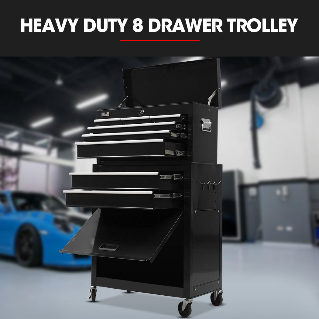 Bullet 8 Drawer Tool Cabinet Chest Black