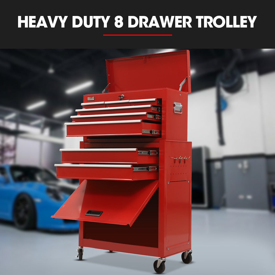 Bullet 8 Drawer Tool Cabinet Chest Red
