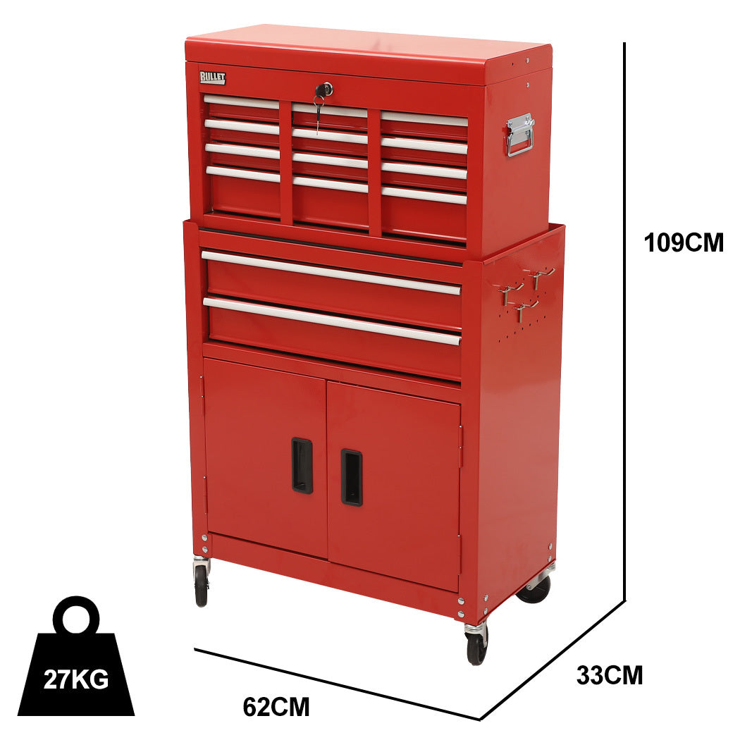 Bullet Pro 8-Drawer Tool Box Chest Cabinet Red