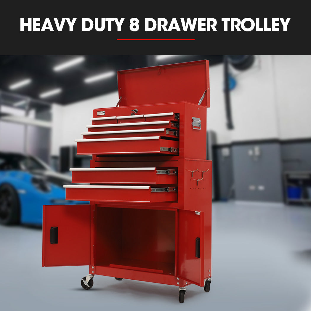 Bullet Pro 8-Drawer Tool Box Chest Cabinet Red